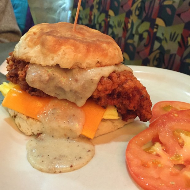 fried chicken biscuit and gravy